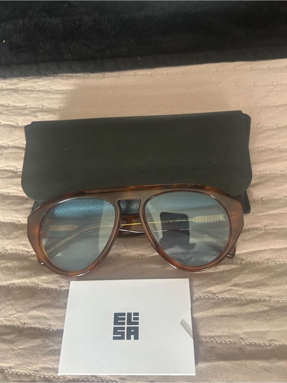 Tortoiseshell Blue Lens Women's Sunglasses - ELESIA